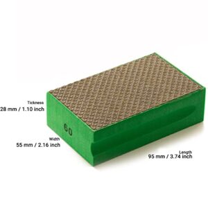 Glass Polish 15003 | Diamond Hand Pad, Hand-Held Sanding Block for Grinding, polishing, Sharp Edges | Grit 60