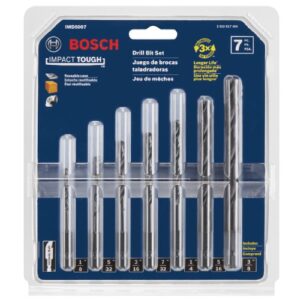 BOSCH IMD5007 7-Piece Hex Shank Impact Tough Drill Bit Set, Black Oxide