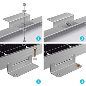 Renogy Solar Panel Mounting Z Brackets Lightweight Aluminum Corrosion-Free Construction for RVs, Trailers, Boats, Yachts, Wall and Other Off Gird Roof Installation, one set of 4 Units,Gray