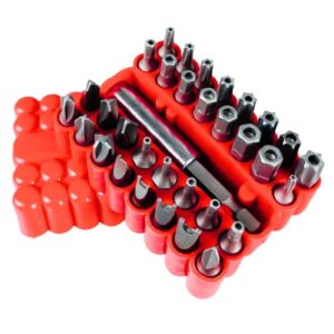 artesia tool 33 pc security bit tamper proof & resistant set | chrome vandium construction | includes sae hex, metric hex, star bits, torq, spanner, and triwing for multi-purpose use