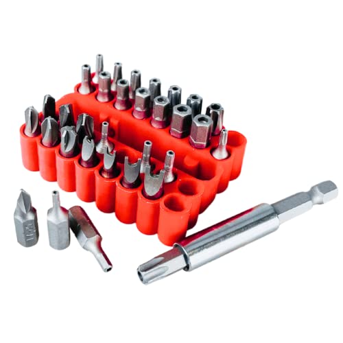ARTESIA TOOL 33 Pc Security Bit Tamper Proof & Resistant Set | Chrome Vandium Construction | Includes SAE Hex, Metric Hex, Star Bits, Torq, Spanner, and Triwing for Multi-Purpose Use