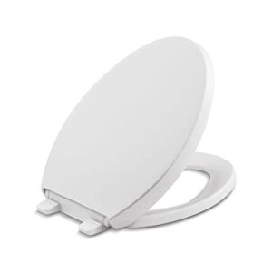 KOHLER 4008-0 Reveal Elongated, Grip-Tight Bumpers, Quiet-Close Release Hinges, Quick-Attach Hardware, No Slam Toilet Seat, White