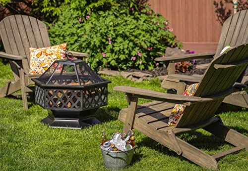 Endless Summer,WAD1377SP, Hex Shaped Outdoor Fire Bowl with Lattice, Oil Rubbed Bronze