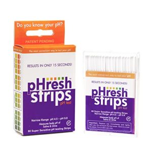 phresh - ph test strips with free alkaline/acidic food guide and ph monitoring kit - easy to use ph meter - monitor your body's ph level - narrow range of ph 4.5-9.0 - 80ct