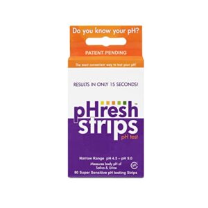 pHresh - pH Test Strips with Free Alkaline/Acidic Food Guide and pH Monitoring Kit - Easy to Use pH Meter - Monitor Your Body's pH Level - Narrow Range of pH 4.5-9.0 - 80ct