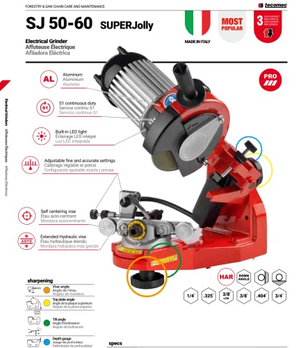 Tecomec Super Jolly Bench Mounted Chain Grinder (120V) with Hydraulic Clamp 115