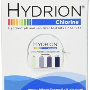 Micro Essential Hydrion CM-240 Chlorine Test Paper with Dispenser, 10-200ppm (Case of 10)