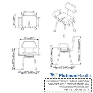 Revolution Pivoting Shower Chair for Bathtub, Adjustable Swivel Seat with Padded Back and Arms, Adjustable Space Saving Design for Tubs, Shower, for Elderly, Handicap & Seniors, Blue