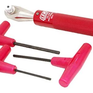 LSM Racing Products Valve Lash Wrench, 3/8 in Wrench, 1/8 and 5/32 and 3/16 in Allen, Insulated Handles, Aluminum, Red Anodized, Kit