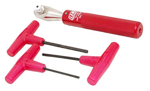 LSM Racing Products Valve Lash Wrench, 3/8 in Wrench, 1/8 and 5/32 and 3/16 in Allen, Insulated Handles, Aluminum, Red Anodized, Kit