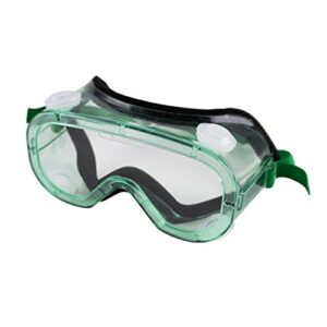 sellstrom flexible, soft, indirect vent, protective safety goggle, green-tinted body, anti-fog coating, clear lens, black adjustable strap, s81320 , 18 inch