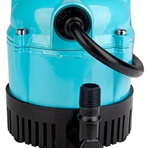 Little Giant 500203, 1-A 115 Volt, 1/200 HP, 170 GPH Small Submersible Permanently Oiled Pump for Fountain, Water Displays and Air Conditioners, 6-Foot Cord, Blue,