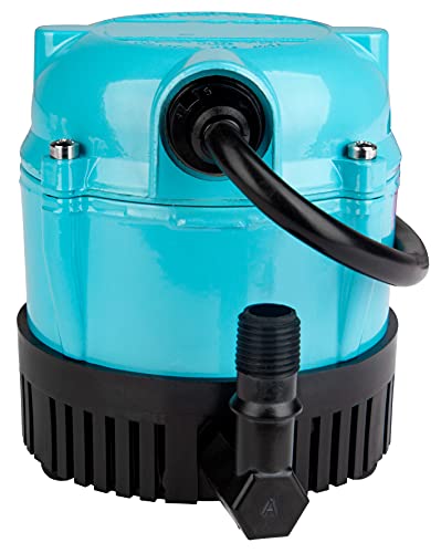 Little Giant 500203, 1-A 115 Volt, 1/200 HP, 170 GPH Small Submersible Permanently Oiled Pump for Fountain, Water Displays and Air Conditioners, 6-Foot Cord, Blue,