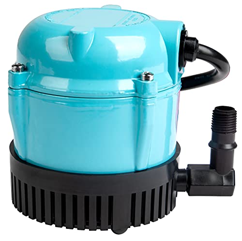 Little Giant 500203, 1-A 115 Volt, 1/200 HP, 170 GPH Small Submersible Permanently Oiled Pump for Fountain, Water Displays and Air Conditioners, 6-Foot Cord, Blue,