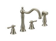 matco-norca 8" brushed nickel concealed deck plate kitchen faucet w/lever handles ceramic cartridge, hose