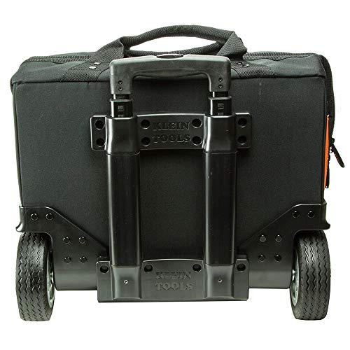 Klein Tools 55452RTB Tool Bag, Water Resistant Tool Storage Organizer Rolls on Rugged 6-Inch Wheels, 24 Pockets, Load Tested to 200-Pound