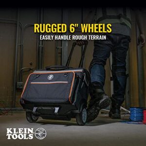 Klein Tools 55452RTB Tool Bag, Water Resistant Tool Storage Organizer Rolls on Rugged 6-Inch Wheels, 24 Pockets, Load Tested to 200-Pound