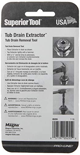 Superior Tool 05255 1.5" Tub Drain Extractor-Removes One and a Half Inch Old or Stubborn Tub Drains