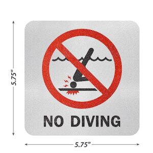 SmartSign 5.75 x 5.75 inch “No Diving” SlipSafe Adhesive Pool Safety Marker/Sign, 20 mil Thick Laminated Vinyl with Anti-Skid Pebbled Surface, Red, Black and White