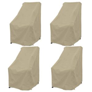 premium tight weave patio high back outdoor chair covers set of 4 with adjustable peel and secure fastener strips covers furniture up to 42" h in taupe