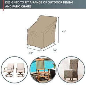 Premium Tight Weave Patio High Back Outdoor Chair Covers set of 4 with Adjustable Peel and Secure Fastener Strips Covers Furniture up to 42" H in Taupe