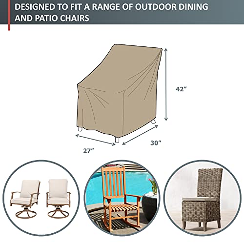 Premium Tight Weave Patio High Back Outdoor Chair Covers set of 4 with Adjustable Peel and Secure Fastener Strips Covers Furniture up to 42" H in Taupe