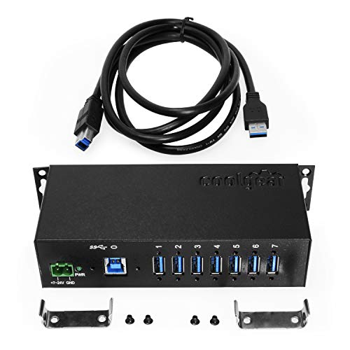 Coolgear 7 Port USB 3.2 Gen 1 Hub w/Surge Protection & Screw-Locking Ports