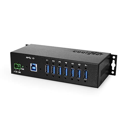 Coolgear 7 Port USB 3.2 Gen 1 Hub w/Surge Protection & Screw-Locking Ports