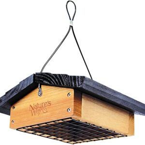 Nature's Way Bird Products CWF2 Cedar wood Suet Upside-Down Bird Feeder, 8.5"L x 8.5"W x 4.13"H, Black