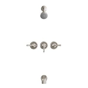 Olympia Faucets P-3230-BN Three Handle Tub/Shower Set, Tarnish Resistant PVD Brushed Nickel Finish