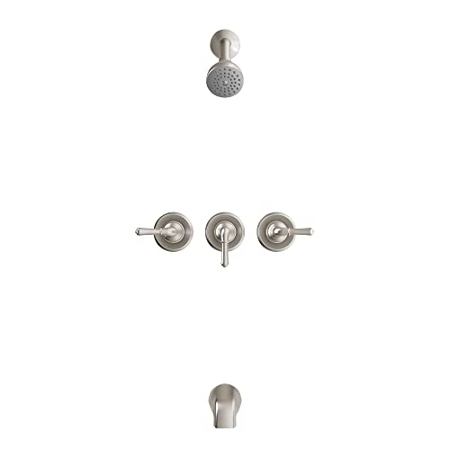 Olympia Faucets P-3230-BN Three Handle Tub/Shower Set, Tarnish Resistant PVD Brushed Nickel Finish