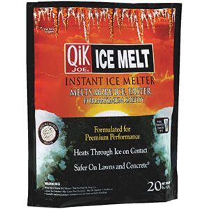 qik joe instant snow and ice melt for sidewalks, driveways, steps, and parking lots, deicer for concrete, asphalt, wood, and other surfaces, effective to -25 degrees, 20 pounds