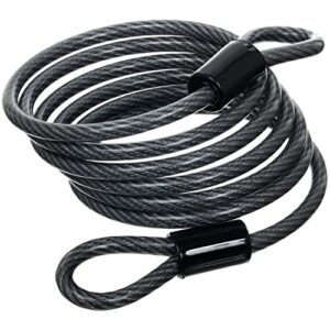 brinks - 6 ft x 1/4" flexible steel loop cable - heavy duty vinyl wrap for corrosion protection, gray