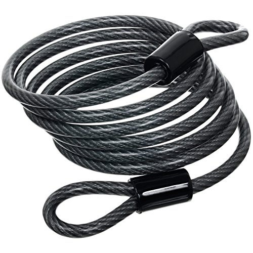 BRINKS - 6 ft x 1/4" Flexible Steel Loop Cable - Heavy Duty Vinyl Wrap for Corrosion Protection, Gray