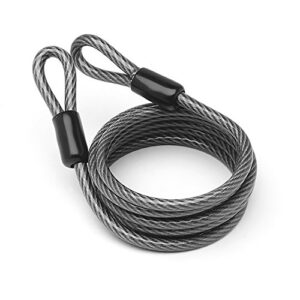 BRINKS - 6 ft x 1/4" Flexible Steel Loop Cable - Heavy Duty Vinyl Wrap for Corrosion Protection, Gray