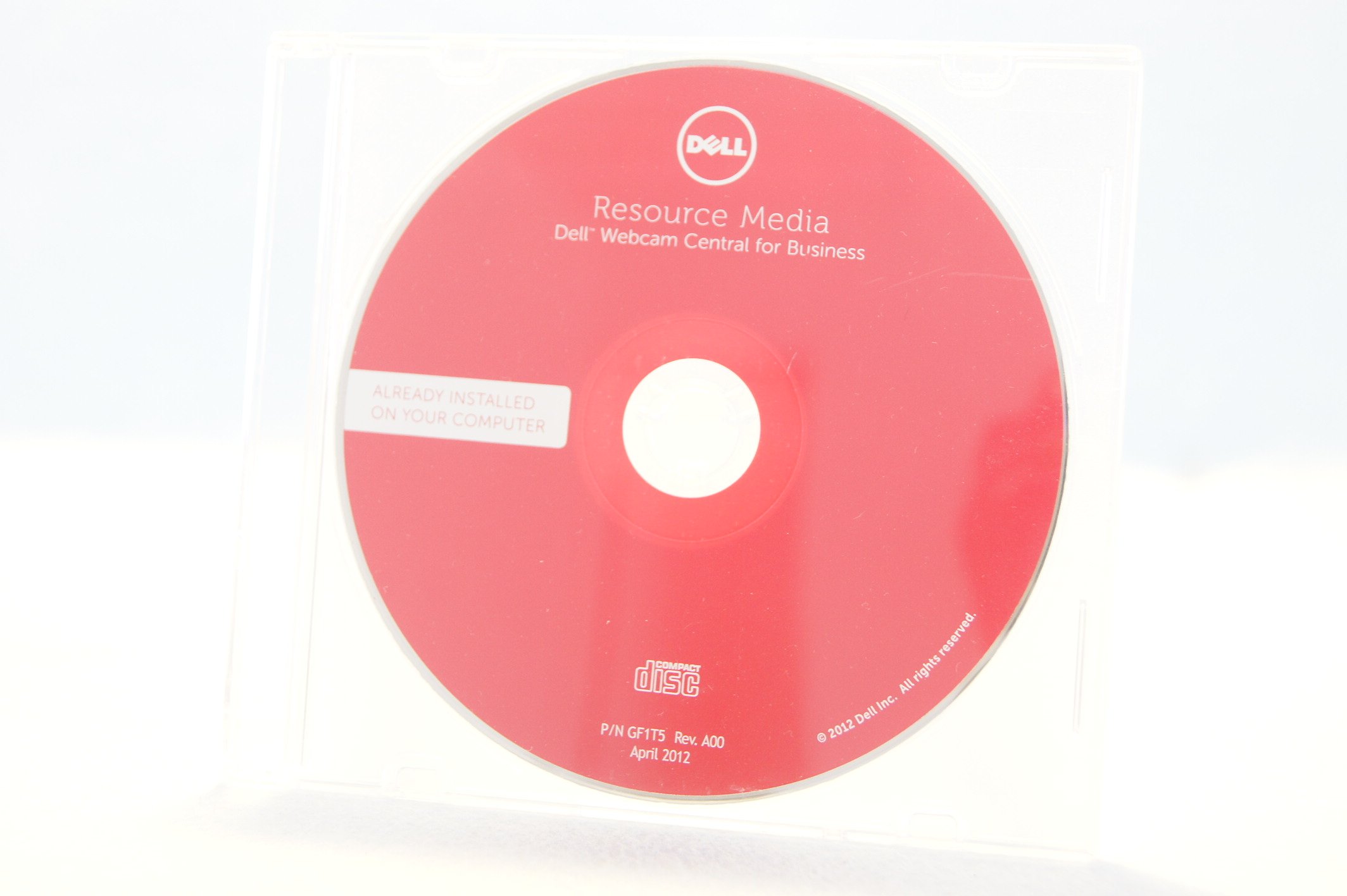 Dell Resource Media Dell Webcam Central for Business Installation Driver Disc PC Computer Program P/N GF1T5 Rev. A00 April 2012