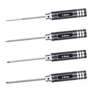 neewer lightweight titanium nitride coating hex driver wrench 4 piece set, hex screw driver tools kit set for rc helicopter (1.5mm/2mm/2.5mm/3.0mm)