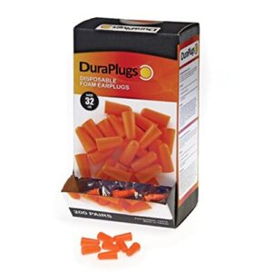 liberty glove & safety-14310 duraplug uncorded disposable foam earplug with 32 db nrr, orange (case of 200 pairs)