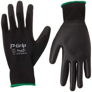 liberty p-grip ultra-thin polyurethane palm coated glove with 13-gauge nylon/polyester shell, medium, black (pack of 12)