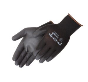 liberty p-grip ultra-thin polyurethane palm coated glove with 13-gauge nylon/polyester shell, small, black (pack of 12)
