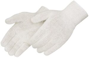 liberty glove & safety k4517q/l cotton/polyester regular weight plain seamless knit glove with elastic string knit wrist, large, natural white (pack of 12)