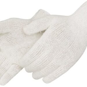 Liberty Glove & Safety K4517Q/L Cotton/Polyester Regular Weight Plain Seamless Knit Glove with Elastic String Knit Wrist, Large, Natural White (Pack of 12)