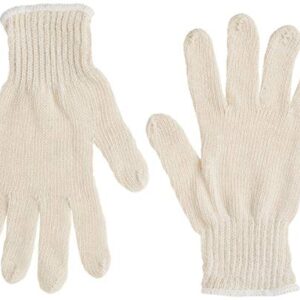 Liberty Glove & Safety K4517Q/L Cotton/Polyester Regular Weight Plain Seamless Knit Glove with Elastic String Knit Wrist, Large, Natural White (Pack of 12)