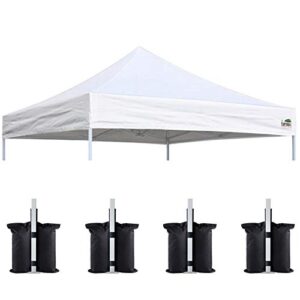 eurmax new 10x10 pop up canopy replacement canopy tent top cover, instant ez canopy top cover only, choose 30 colors,bonus 4pc pack canopy weight bag (white)