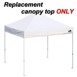 Eurmax New 10x10 Pop Up Canopy Replacement Canopy Tent Top Cover, Instant Ez Canopy Top Cover ONLY, Choose 30 colors,Bonus 4PC Pack Canopy Weight Bag (White)