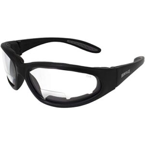 global vision hercules bifocal anti-fog safety glasses with eva foam, clear lens (2.50)