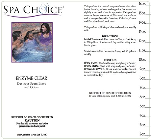 SpaChoice 472-3-1011 Enzyme Clear Cleaning Solution for Spas and Hot Tubs, 1-Pint