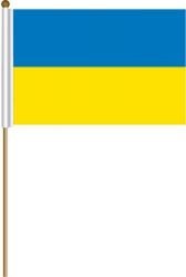 ukraine plain large 12 x 18 inch country stick flag banner on a 2 foot wooden stick .. polyester ... new