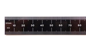 pec tools 300 mm metric black chrome,"high-contrast" machinist ruler with markings .5 mm, mm both sides