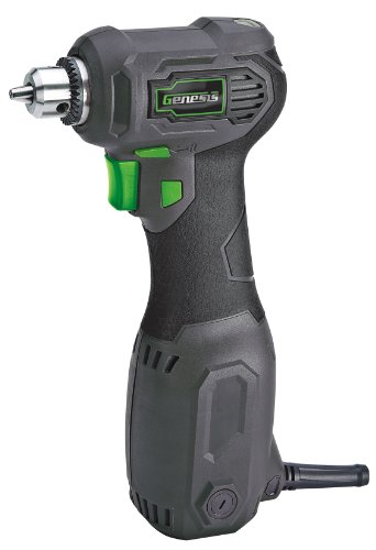 Genesis GCQD38A 3.5 Amp 3/8" Variable Speed Close-Quarter Drill with Non-Slip Grip